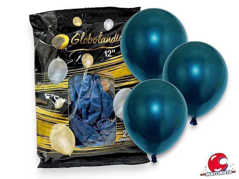GLOBOS 12 X 25 PERLADO AZUL NOCHE - GLOBOLANDIA