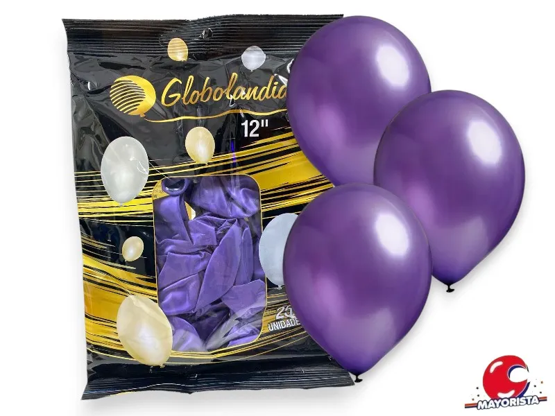 GLOBOS 12 X 25 PERLADO VIOLETA - GLOBOLANDIA