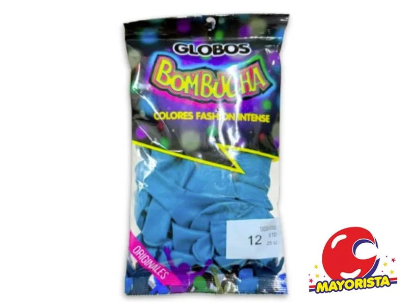 GLOBOS 12 X 25 STANDARD TURQUESA INTENSO BOMBUCHA