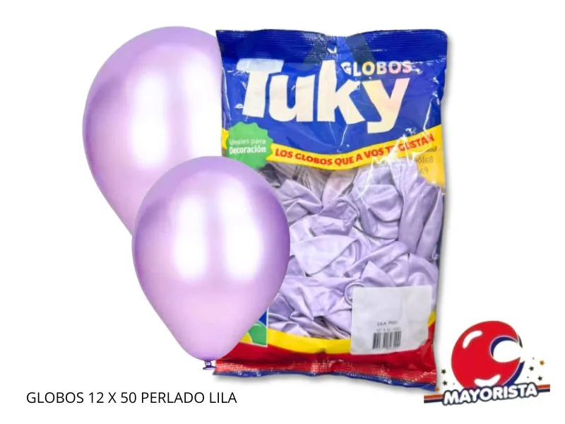 GLOBOS 12 X 50 PERLADO LILA - TUKY
