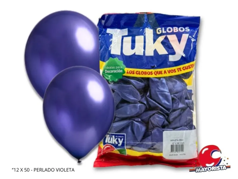 [7790391806109] GLOBOS 12 X 50 PERLADO VIOLETA - TUKY
