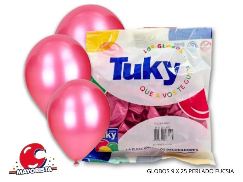[7790391607225] GLOBOS 9 X 25 PERLADO FUCSIA - TUKY
