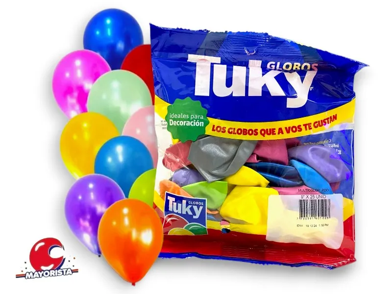 GLOBOS 9 X 25 PERLADO MULTICOLOR - TUKY