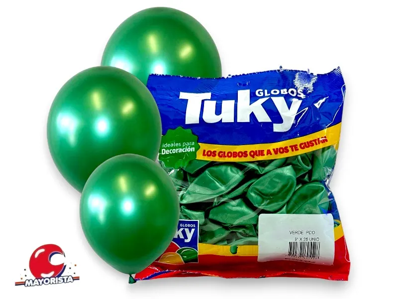 GLOBOS 9 X 25 PERLADO VERDE OSCURO - TUKY