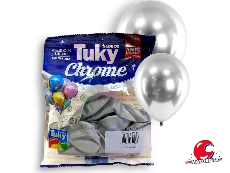 GLOBOS CHROME 10 X 12 PLATA - TUKY