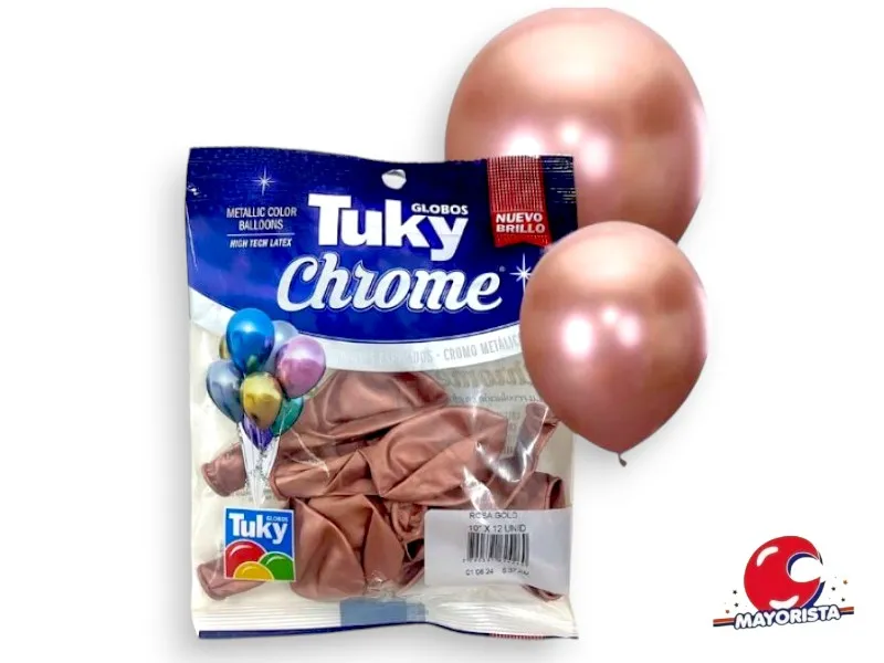 GLOBOS CHROME 10 X 12 ROSA GOLD - TUKY
