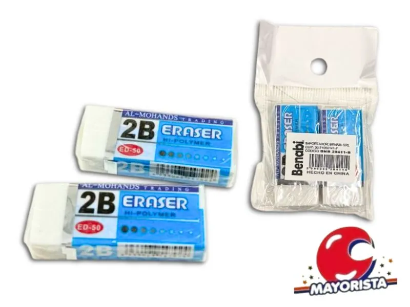 GOMA DE BORRAR BLANCA X 2 (BNB 28411-B) BENABI
