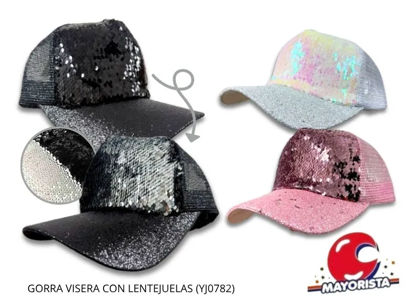 GORRA VISERA CON LENTEJUELAS (YJ0782) YJ IMPORT