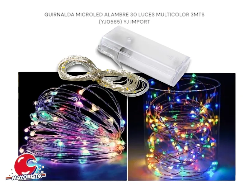 GUIRNALDA MICROLED ALAMBRE 30 LUCES MULTICOLOR 3MTS (YJ0565) YJ IMPORT