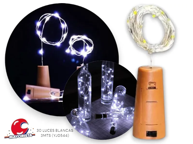 [7817] GUIRNALDA MICROLED ALAMBRE CORCHO 30 LUCES BLANCA 3MTS (YJ0762) ERIK
