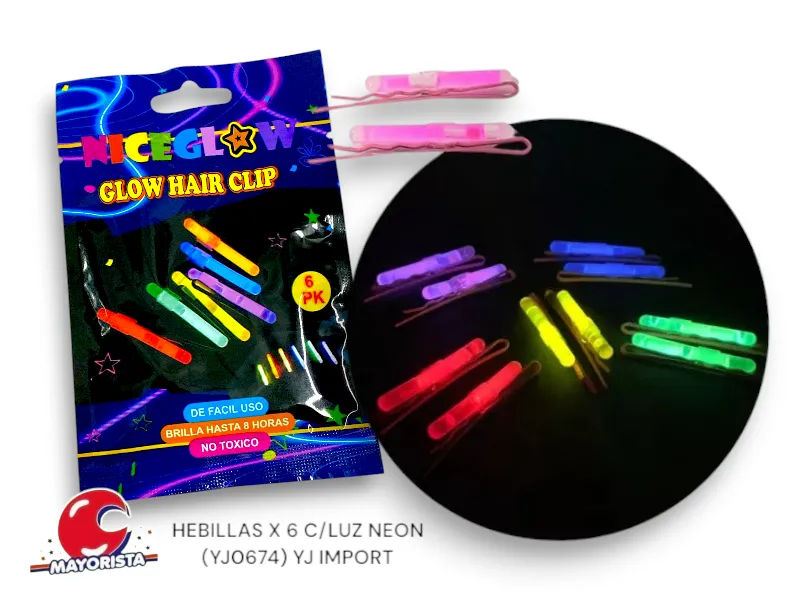 HEBILLAS X 6 C/LUZ NEON (YJ0674) YJ IMPORT
