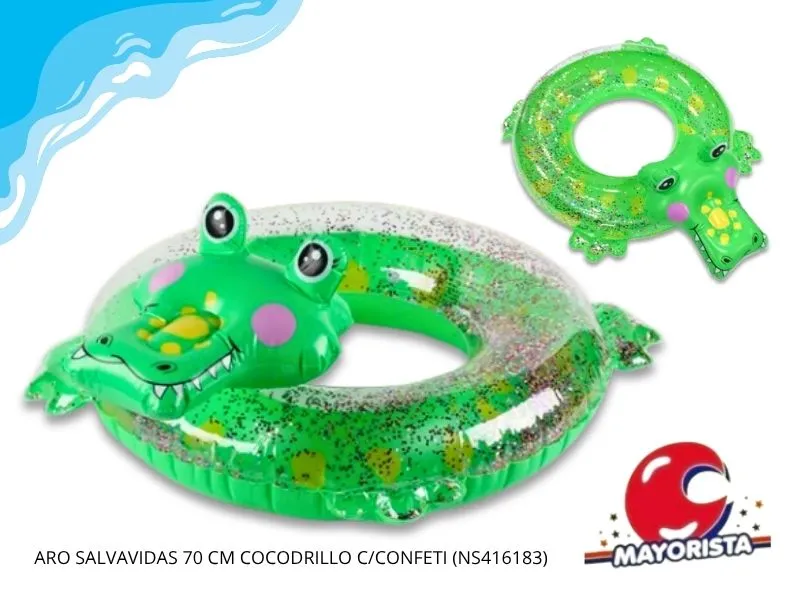 INFLABLE ARO SALVAVIDAS 70 CM COCODRILLO C/CONFETI (NS416183) SHIPY