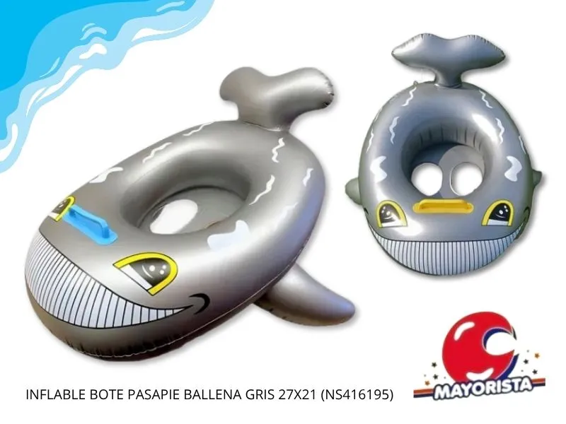 INFLABLE BOTE PASAPIE BALLENA GRIS 27X21 (NS416195) SHIPY