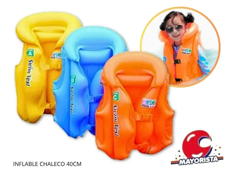 INFLABLE CHALECO SALVAVIDAS 42CM VS COLORES (NS407341) SHIPY