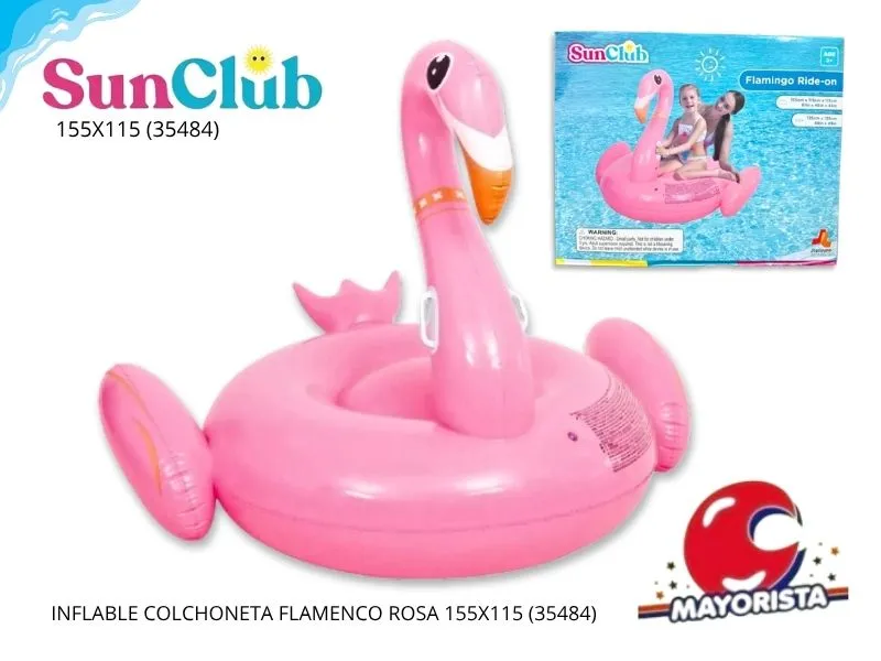 INFLABLE COLCHONETA FLAMENCO ROSA 155X115 (35484) SUN CLUB