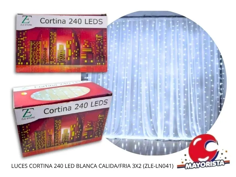 [ZLE-LN041] LUCES CORTINA 240 LED BLANCA CALIDA/FRIA 3X2 (ZLE-LN041) ERIK