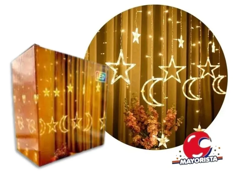 LUCES CORTINA LED LUNAS Y ESTRELLAS CALIDA 3X0,70 (ZLE-LN0434CA) ERIK