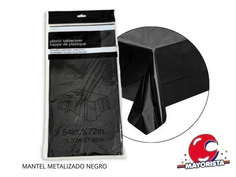 MANTEL METALIZADO NEGRO 183X137 (YJ0800) YJ IMPORT