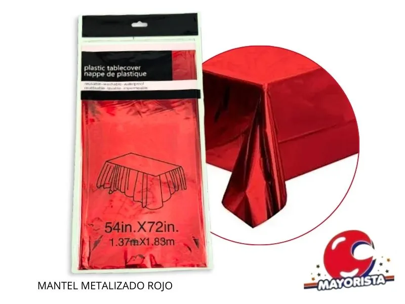 MANTEL METALIZADO ROJO 183X137 (YJ0800) YJ IMPORT