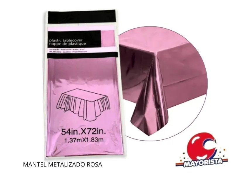 MANTEL METALIZADO ROSA 183X137 (YJ0800) YJ IMPORT