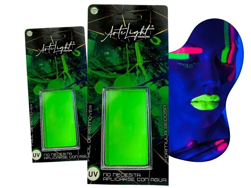 MAQUILLAJE RECTANGULAR VERDE FLUO BLISTER 25 GRS (9299) ARTELIGHT