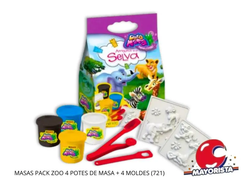 [7792435007213] MASAS PACK ZOO 4 POTES DE MASA + 4 MOLDES (721) DURAVIT