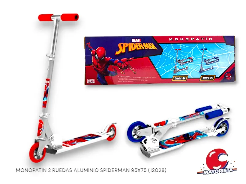 [7453105014329] MONOPATIN 2 RUEDAS ALUMINIO PLEGABLE SPIDERMAN 95X75 (12028) KADA