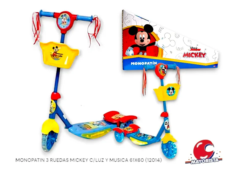 [7453105014312] MONOPATIN 3 RUEDAS MICKEY C/LUZ Y MUSICA 61X60 (12014) KADA