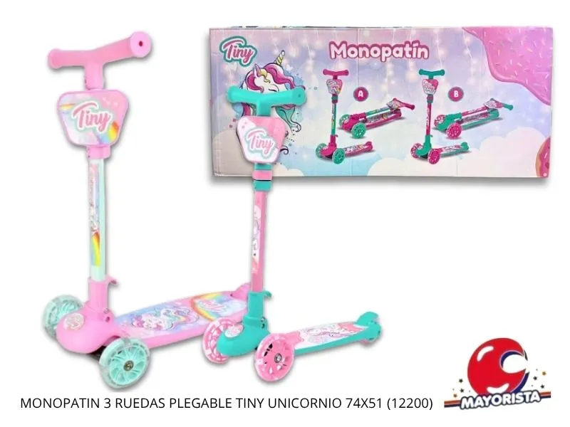 [7453077231359] MONOPATIN 3 RUEDAS PLEGABLE TINY UNICORNIO 74X51 (12200) KADA