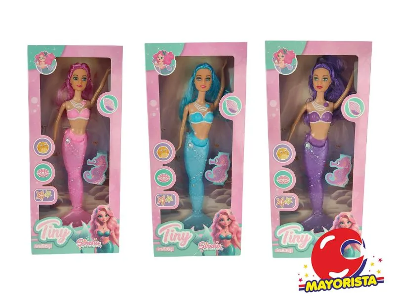 MUNECA SIRENA DE GOMA EN CAJA 37X16 CM (53743) KADA