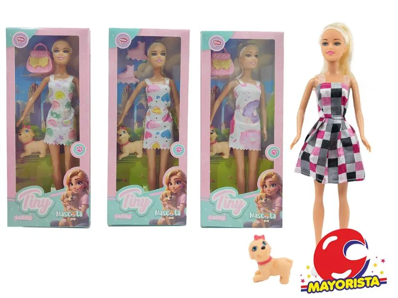 [7453077234244] MUNECA TINY CON MASCOTA Y ROLLER CAJA 32X13 (53478) KADA