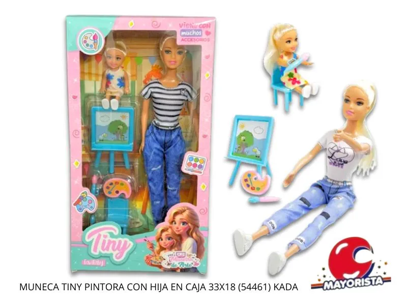 MUNECA TINY PINTORA CON HIJA EN CAJA 33X18 (54461) KADA