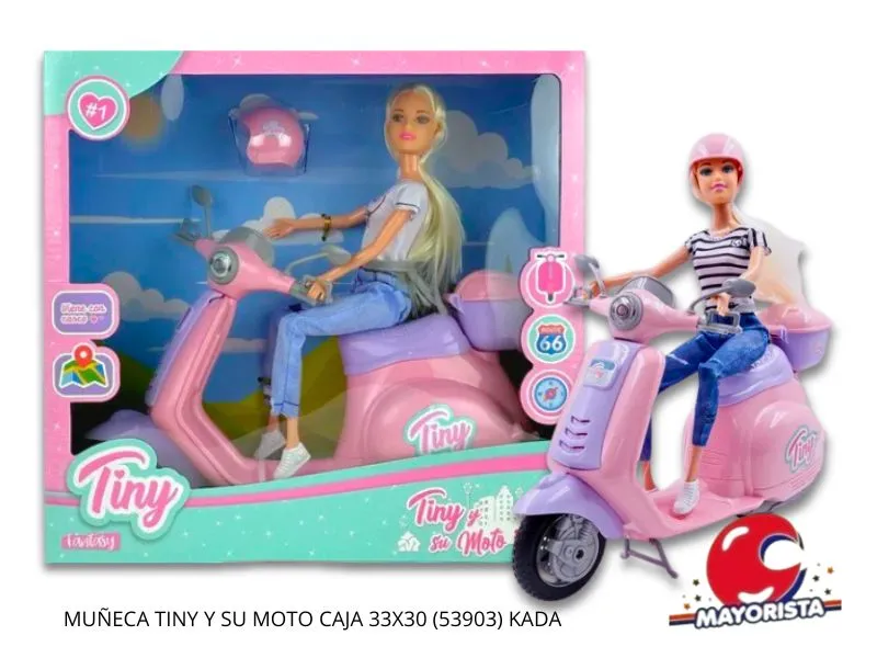 MUNECA TINY Y SU MOTO CAJA 33X30 (53903) KADA