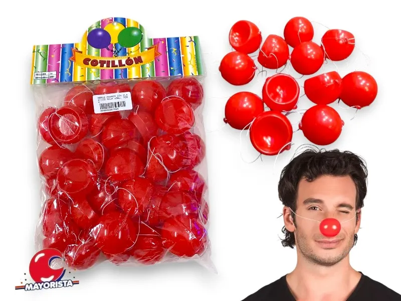 NARIZ DE PAYASO X 36 PLASTICA ROJA - COTILLON GARAVANO