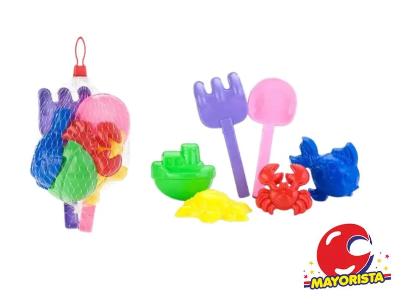 PALA Y RASTRILLO 23CM + 4 MOLDES EN RED (416) CHICHESS