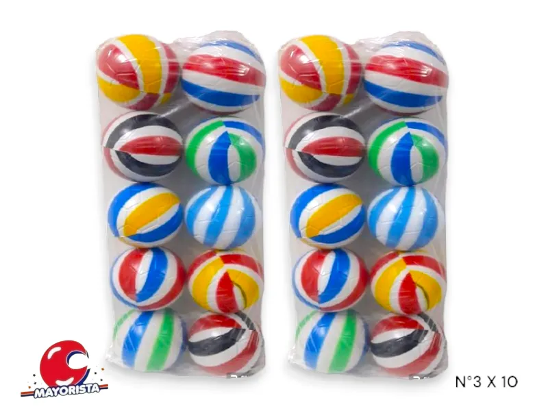 [7504] PELOTA PLASTICA RAYADA N 3 X 10 - CHASAMPI