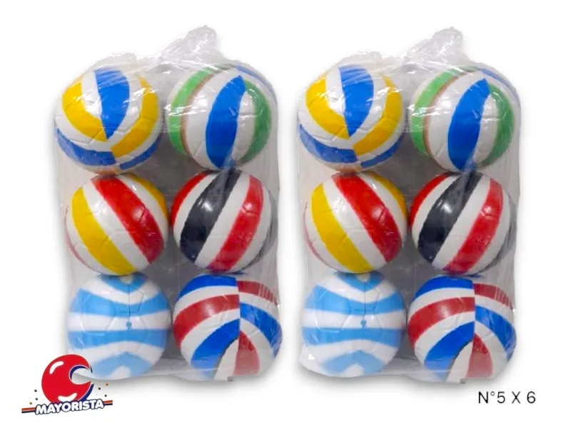 [7500] PELOTA PLASTICA RAYADA N 5 X 6 - CHASAMPI