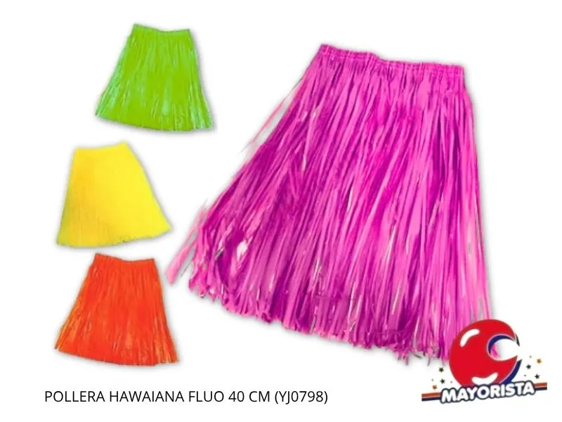POLLERA HAWAIANA FLUO 40 CM (YJ0798) YJ IMPORT