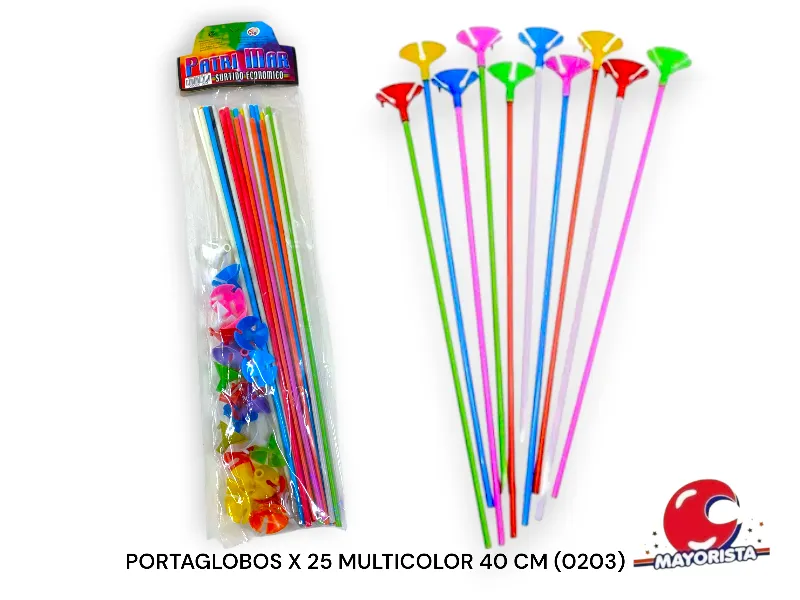[000000010001] PORTAGLOBOS X 25 MULTICOLOR 40 CM (0203) PATRIMAR