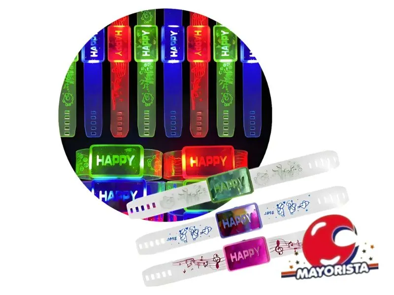 [8034107005844] PULSERA LED HAPPY X 6 (YJ0711) YJ IMPORT
