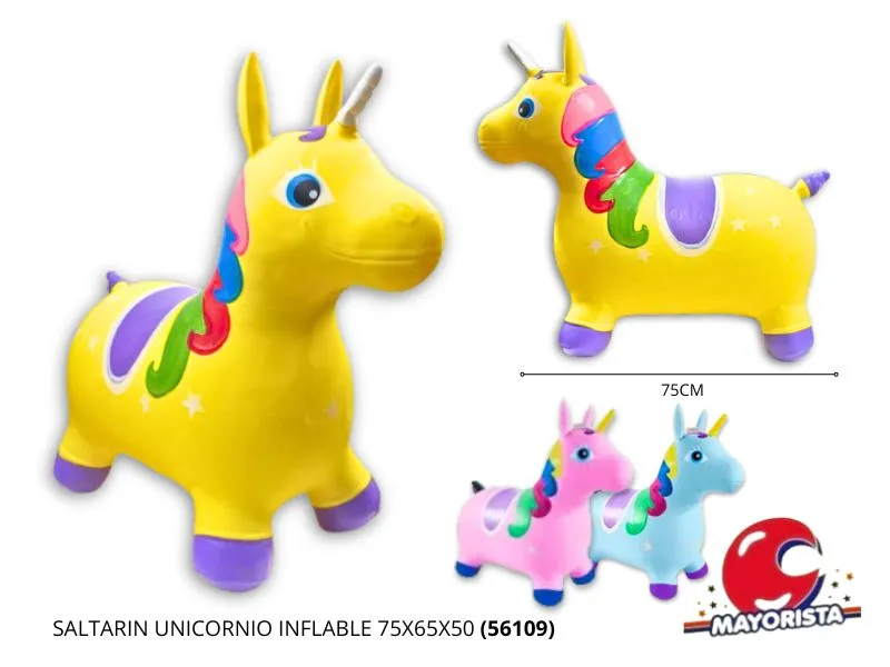 SALTARIN UNICORNIO INFLABLE 75X65X50 (56109) KADA