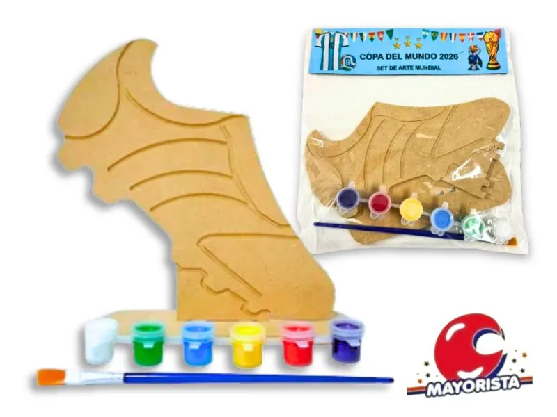 [7798442554382] SET ARTE SILUETA BOTIN C/PIE, PINCEL Y ACRILICOS 20X16CM (RKJ102) RECKO