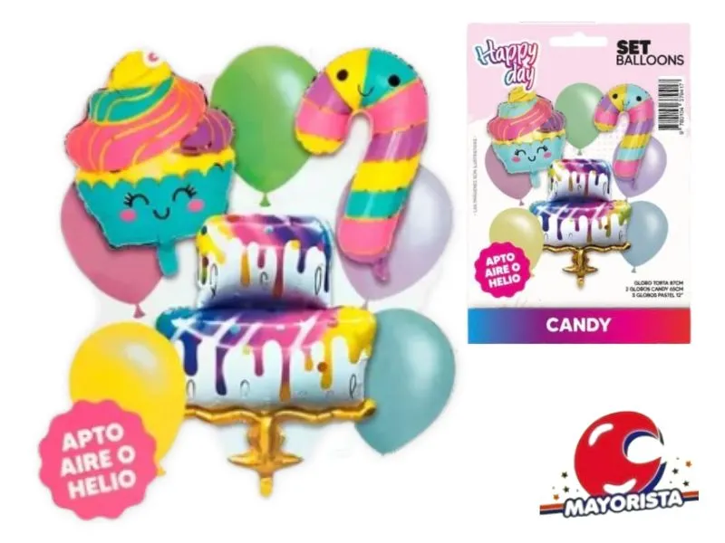SET DE GLOBOS 8 PCS CANDY - ARDITEX