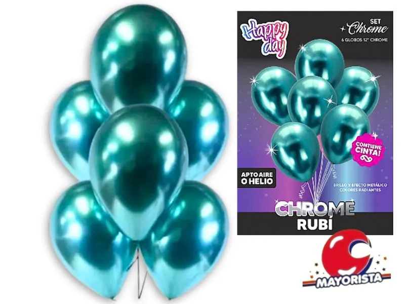 [7798319984298] SET DE GLOBOS CHROME 12 X 6 ESMERALDA - ARDITEX