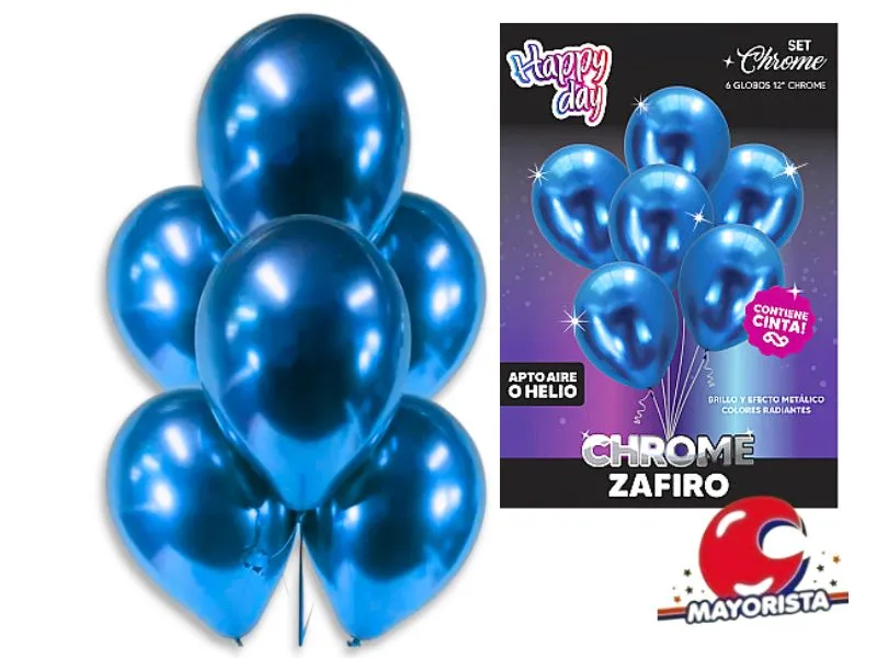 [7798319984304] SET DE GLOBOS CHROME 12 X 6 AZUL ZAFIRO - ARDITEX
