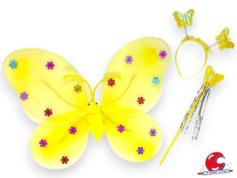 [9518] SET DE MARIPOSA CON LUZ AMARILLA (YJ0729) YJ IMPORT