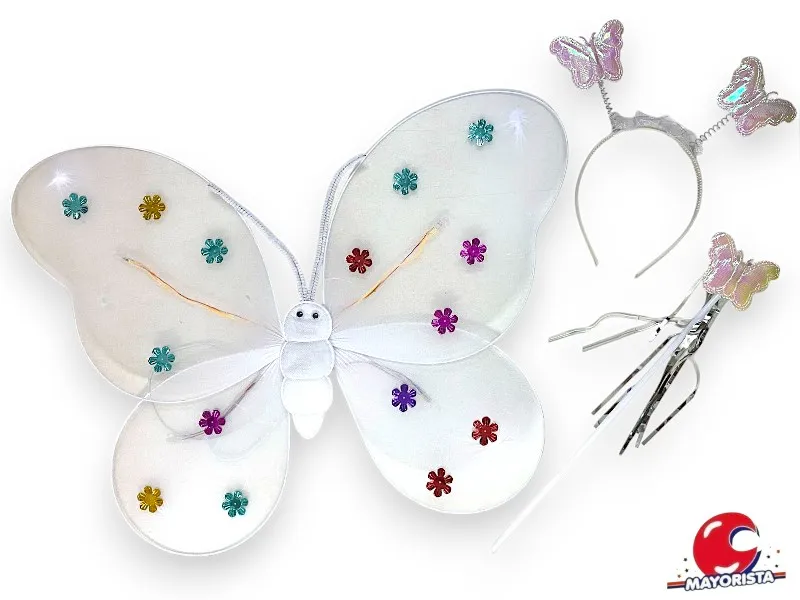 [2166] SET DE MARIPOSA CON LUZ BLANCA (YJ0729) YJ IMPORT