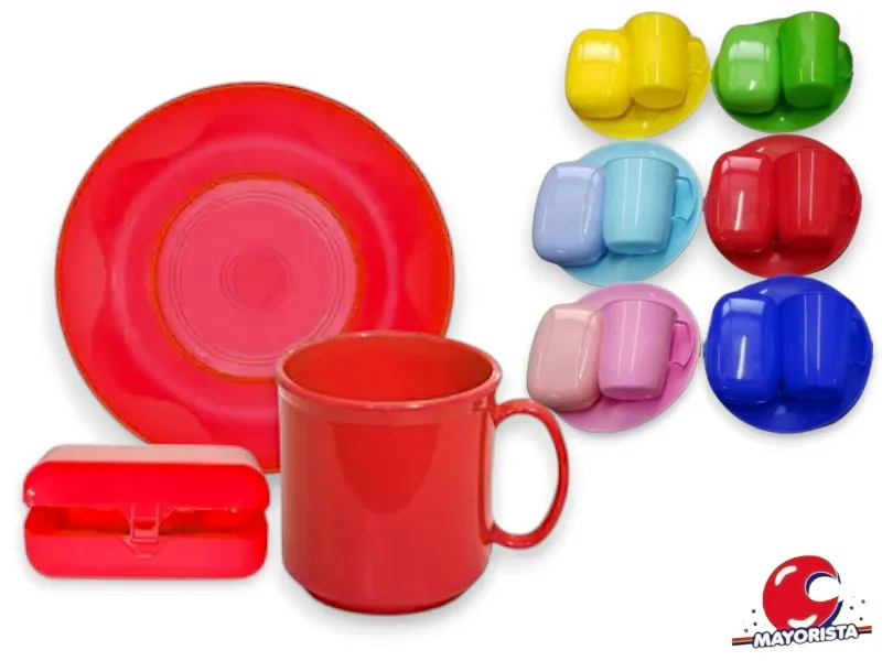 SET DE TAZA, PLATO Y JABONERA VS COLORES TB2045 - TACAMAN