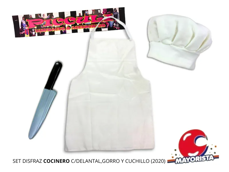 [4249] SET DISFRAZ COCINERO C/DELANTAL,GORRO Y CUCHILLO (2020) PICCULI