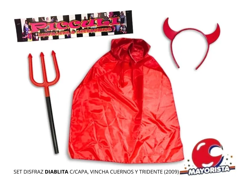 [4223] SET DISFRAZ DIABLITA C/CAPA, VINCHA CUERNOS Y TRIDENTE (2009) PICCULI